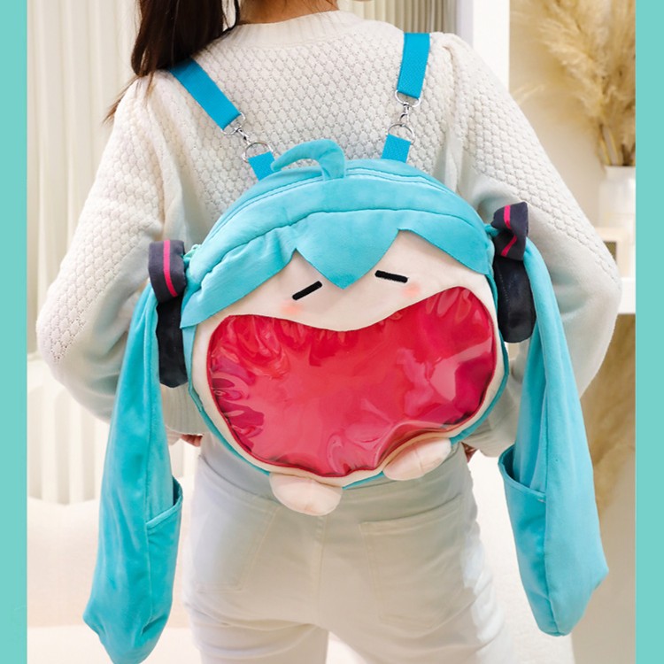初音未来升级版痛包可爱软乎乎玩偶笑容fufu周边毛绒玩具双肩背包