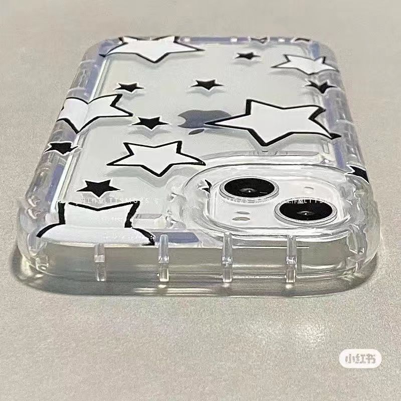创意酷黑白星星苹果14Promax手机壳iPhone14气囊11男女xr硅胶8p软