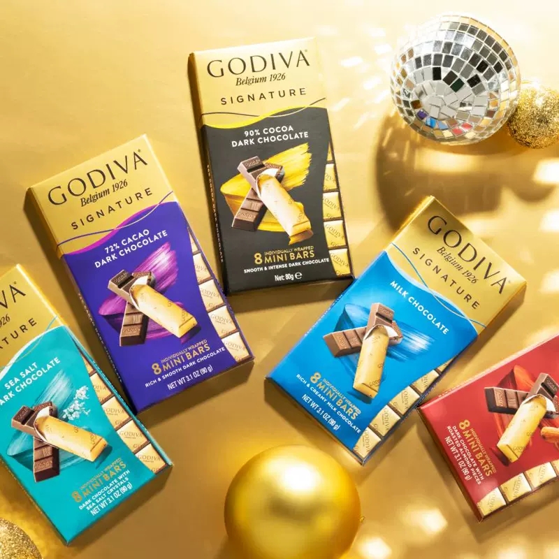GODIVA/歌帝梵黑巧克力迷你条90g进口GODIVA可可黑巧克力排块零食