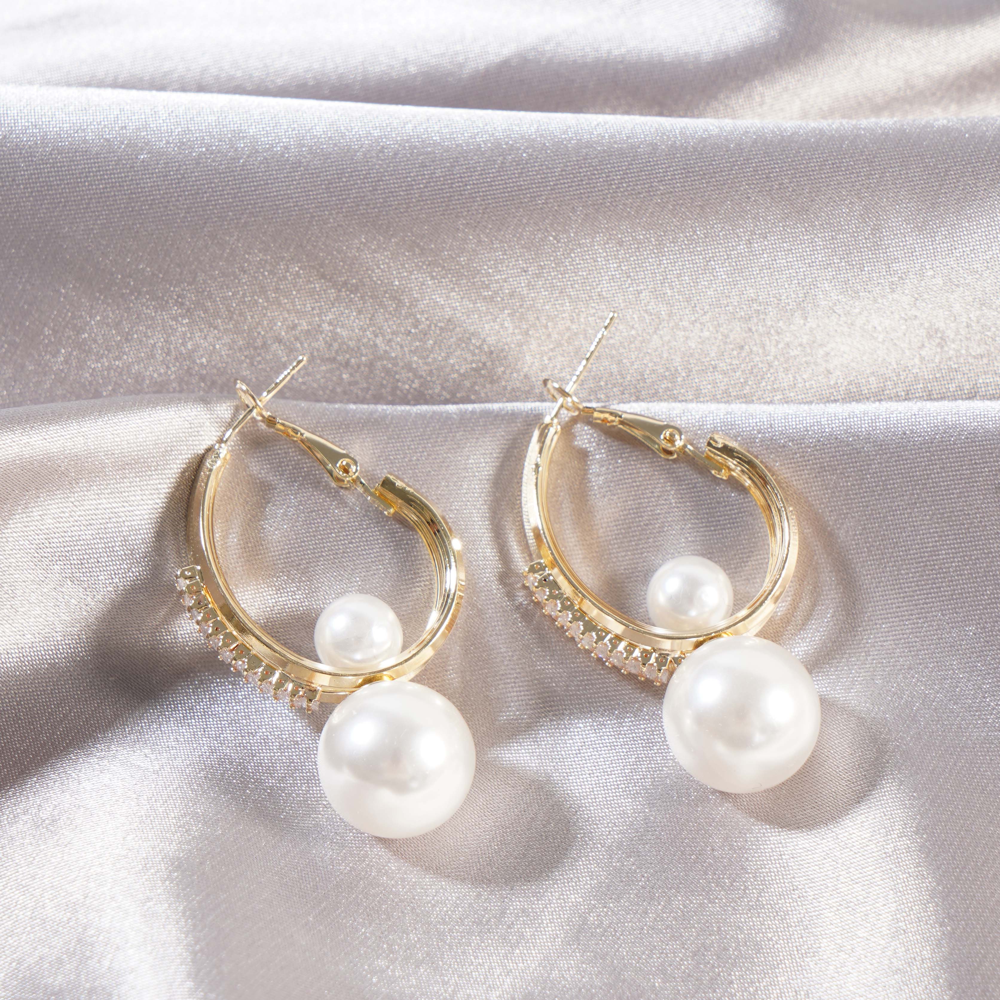 铜合金耳饰 气质时尚珠珠百搭耳扣女优雅轻奢耳饰女N0813