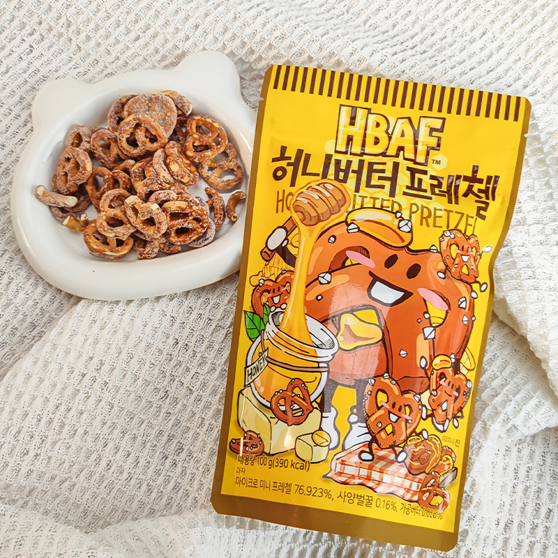 HBAF芭蜂蜂蜜黄油焦糖盐焗碱水结饼干咸甜休闲零食韩国进口