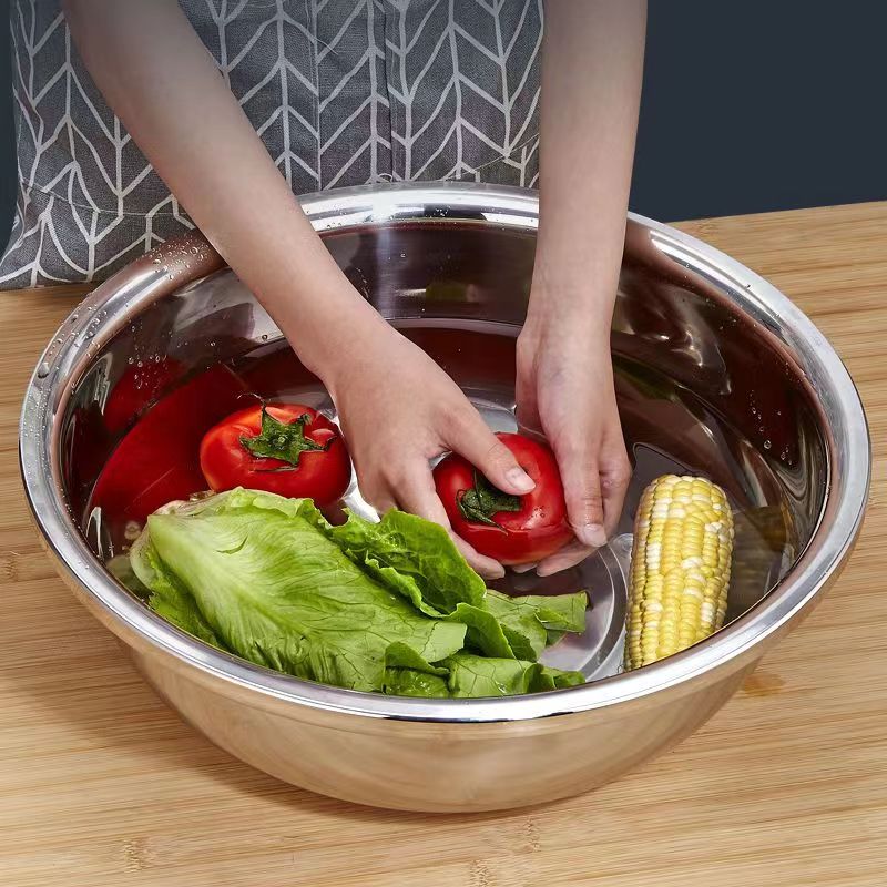 【品质高货】加厚大号到手2个装304不锈钢盆36CM加多用洗菜和面盆
