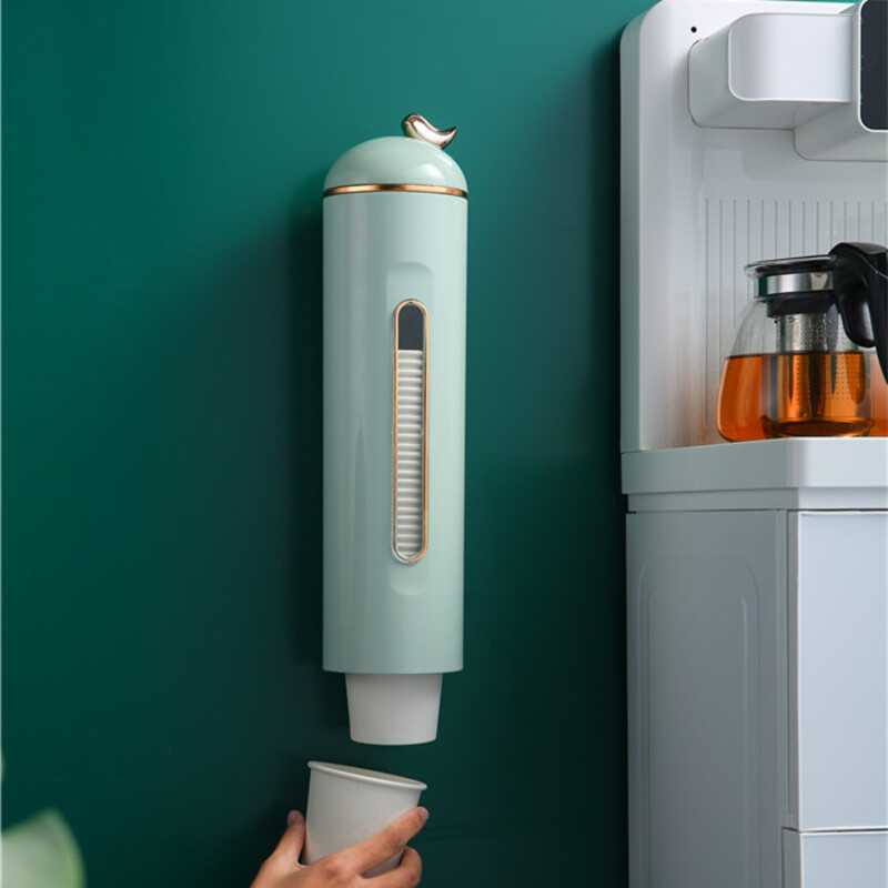 轻奢一次性杯子取杯器自动落杯器家用饮水机纸杯架防尘两用收纳架