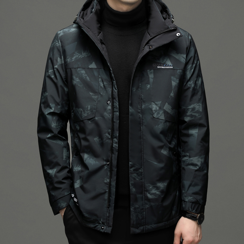 男士迷彩外套男2023新款时尚中年商务休闲短款冬季户外保暖男装潮