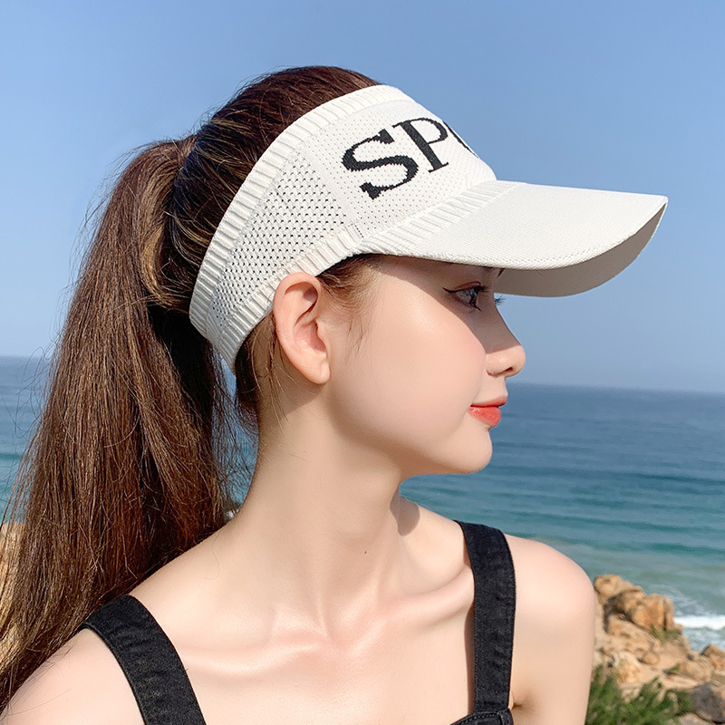 空顶帽女遮阳帽针织户外运动太阳防紫外线百搭跑步棒球鸭舌帽夏季