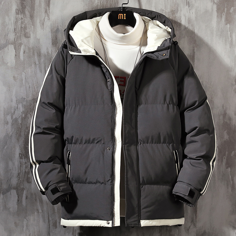 冬季加厚保暖连帽棉衣男潮流时尚外套男百搭棉服男士休闲宽松外穿