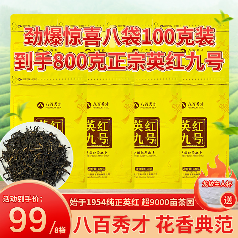 英德英红九号高香型红茶老树原料8袋800克装蜜香花果香耐冲泡纯正