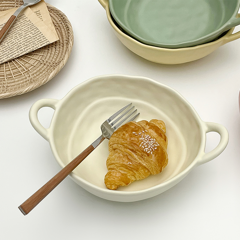 餐具陶瓷网红复古不规则创意家用纯色汤盘碗盘盘子餐盘高颜值餐具