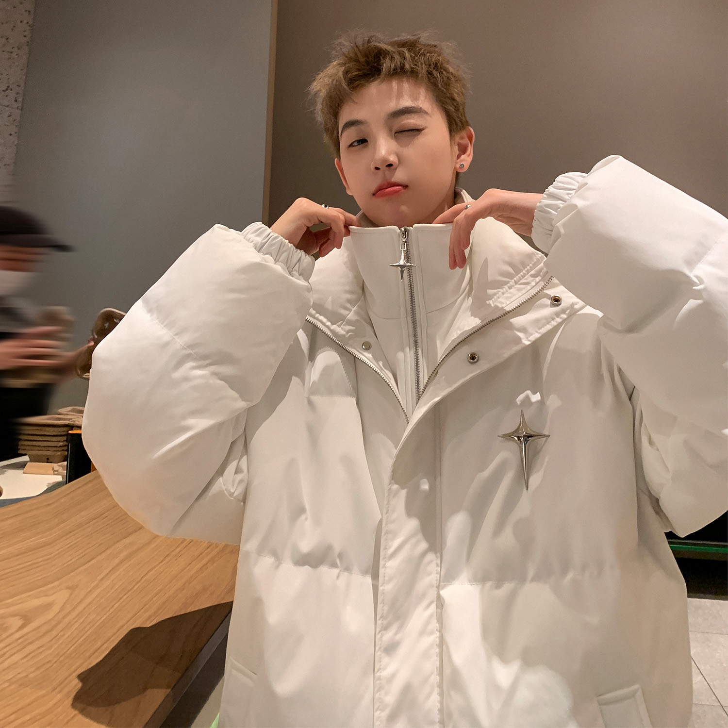 假两件棉服男士冬季新款美式潮牌复古棉衣外套加厚宽松保暖棉袄子