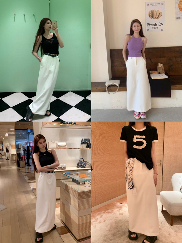 【2w➕绝妙私服裙】白色气质高开衩设计 质感一绝半身裙