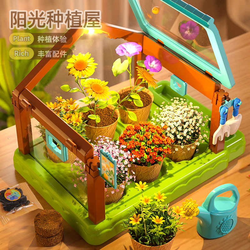 阳光房种植儿童小学生科学实验套装植物观察种植园女孩种菜玩具