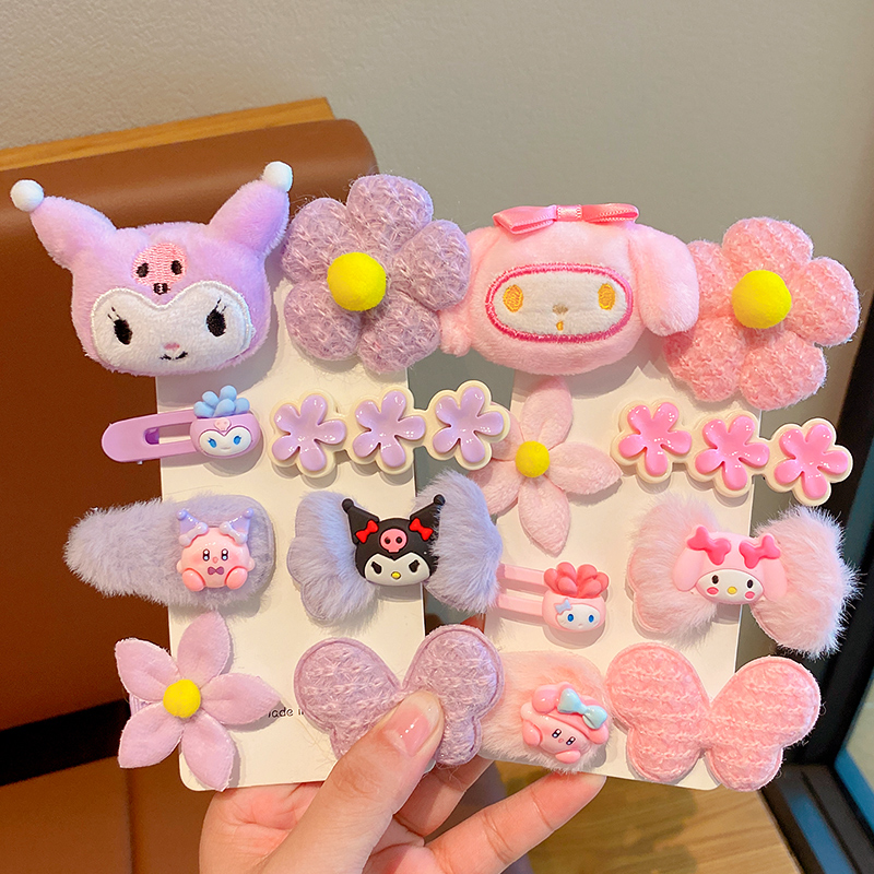 可爱卡通库洛米毛绒发夹儿童夹子套装女童刘海碎发发卡小女孩头饰