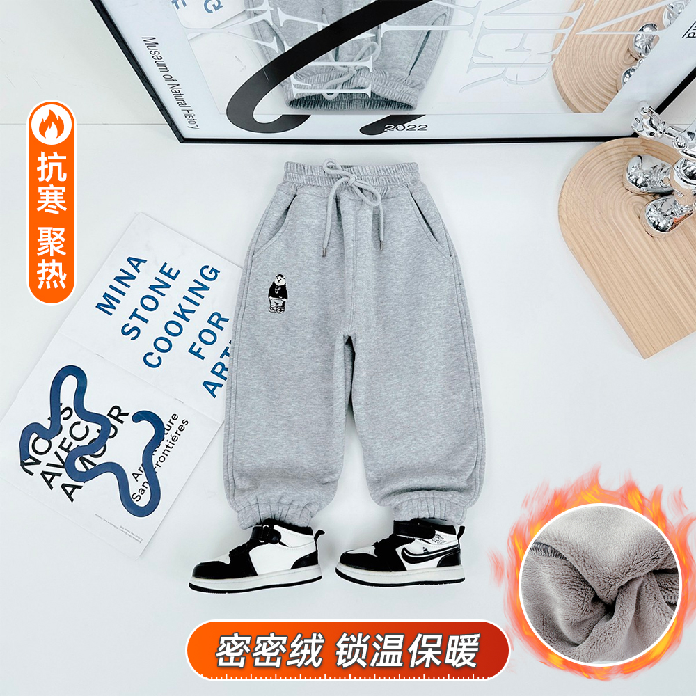 儿童加绒裤子男童休闲裤2023新款秋冬装D-CLD23984 悠悠童话童装