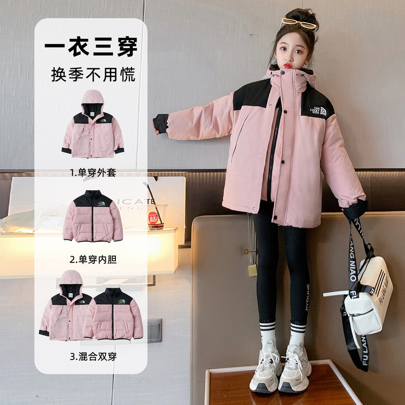 女童外套秋冬款2023新款大童冬装羽绒服儿童冬季假面冲锋衣三合一