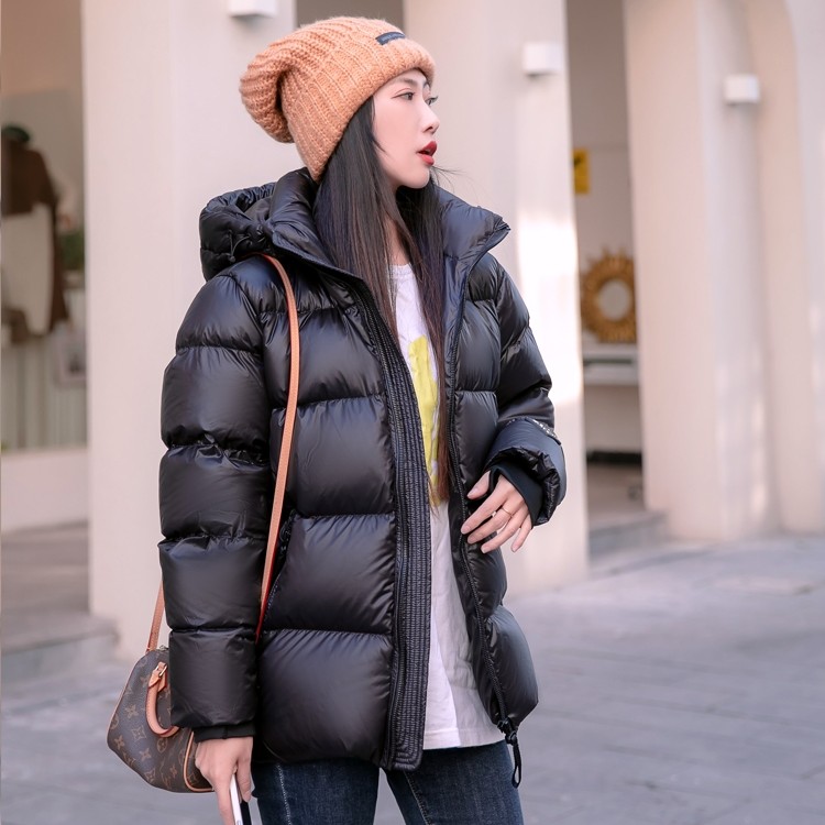潮牌立领连帽棉服棉衣女加厚2023秋冬韩版黑金宽松男女情侣面包服