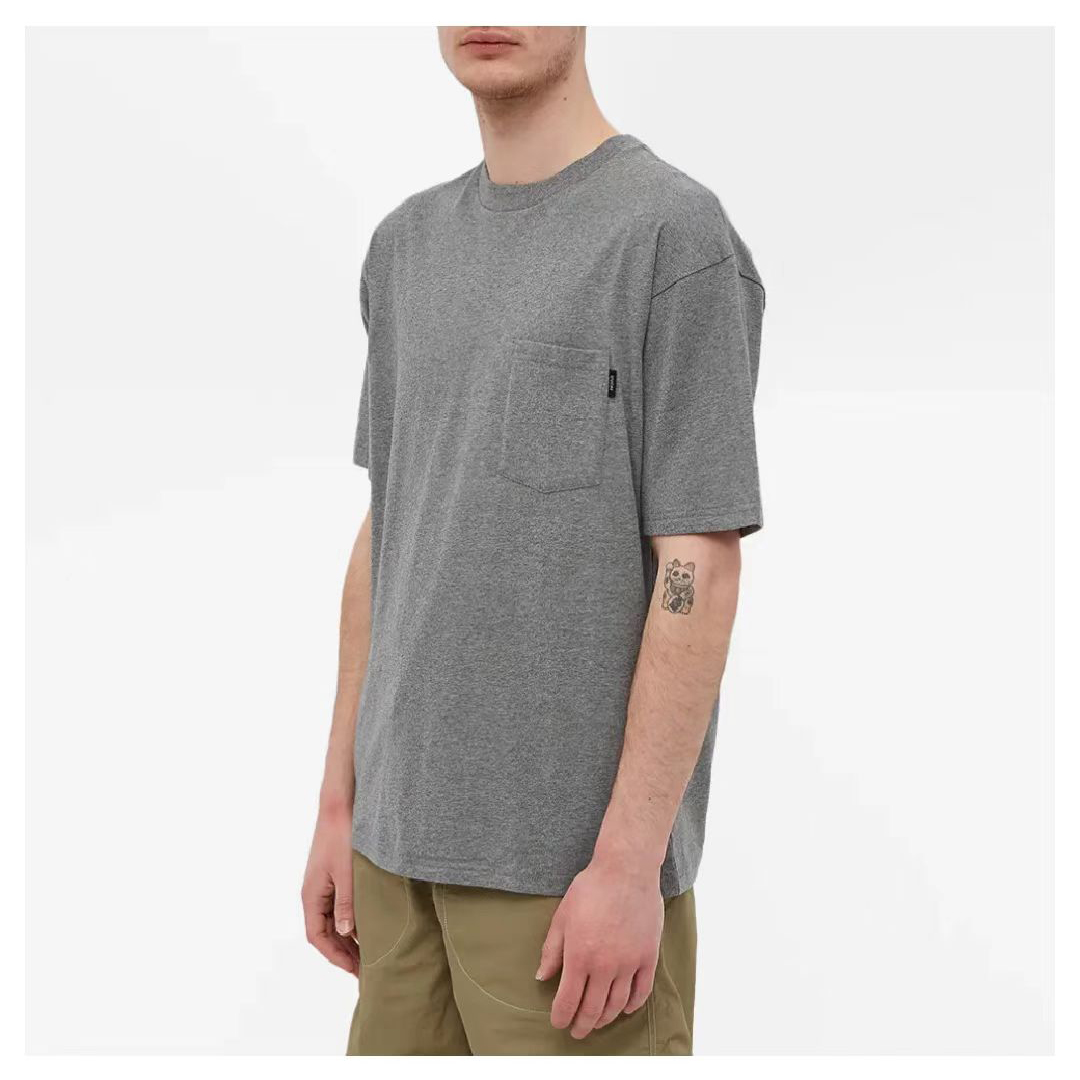 户外重磅口袋男女同款美式T恤口袋短袖打底衫男夏装圆领T-3198