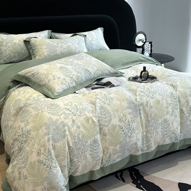 【轻奢系列】全棉加厚纯棉活性生态磨毛保暖印花拼角床上四件套