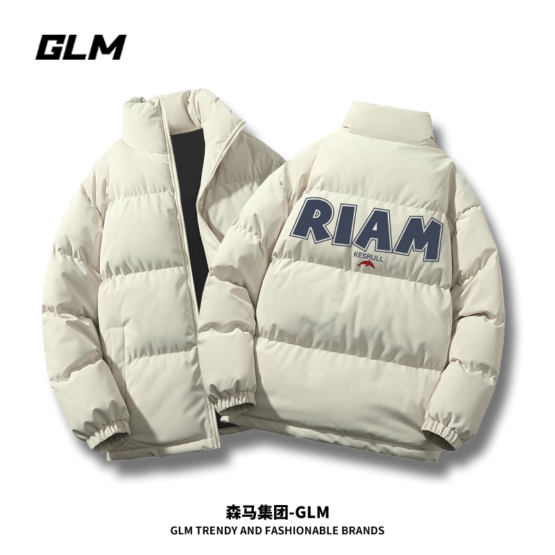 森馬集团GLM 棉服男士2023冬季新款加绒保暖潮牌ins立领棉衣外套