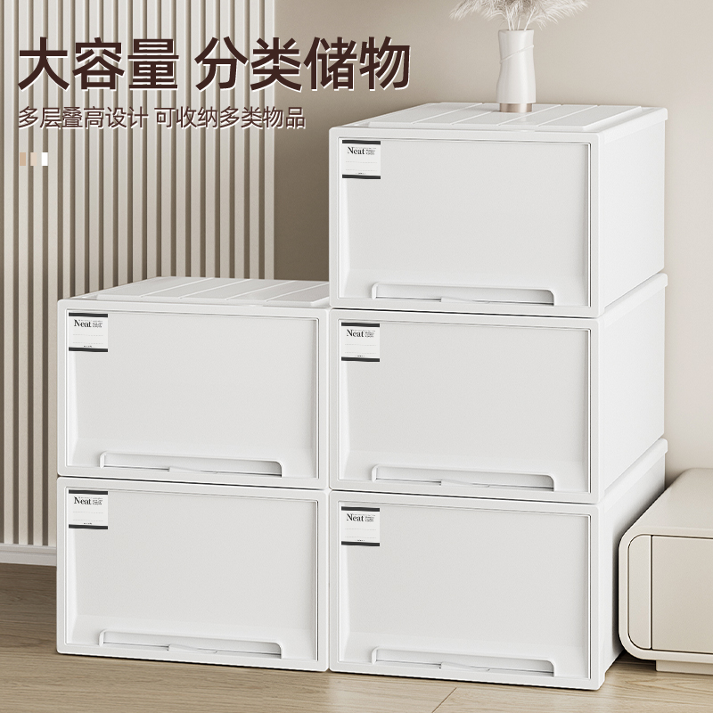 收纳箱抽屉式收纳盒塑料透明衣服家用衣物储物整理箱衣柜收纳柜子