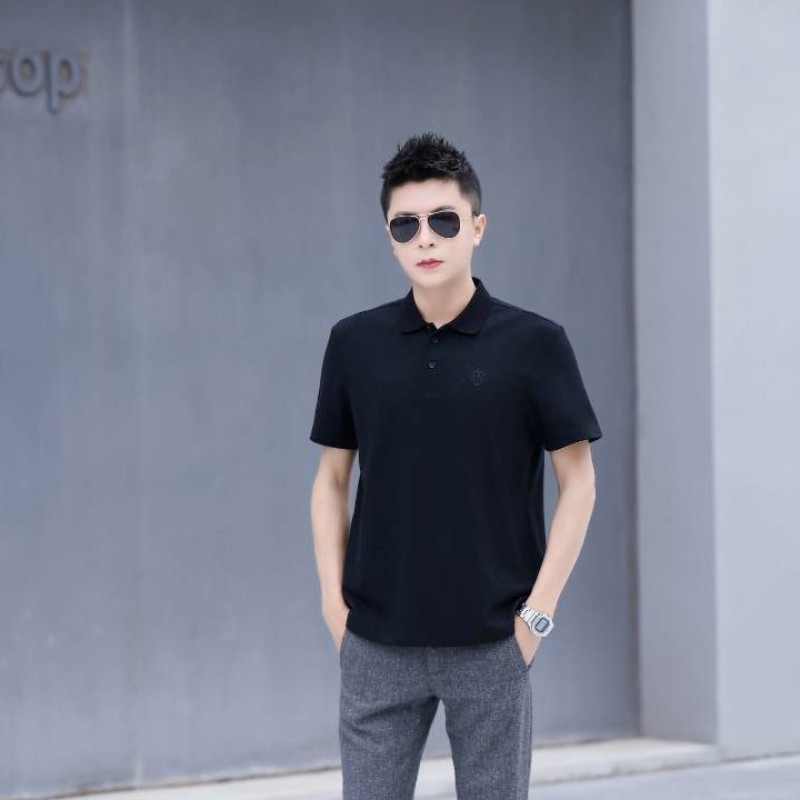 【张大炮同款】夏季男士经典商务百搭透气休闲绣花翻领短袖POLO