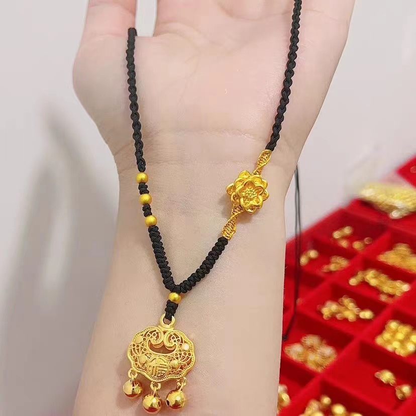 合金吊坠 莲花挂绳纯编织项链本命年首饰挂坠绳配件配饰吊坠编绳