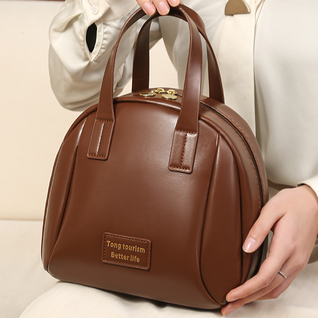 「认准正品」时尚百搭女士贝壳化妆包复古潮流简约手拎包韩版小包包