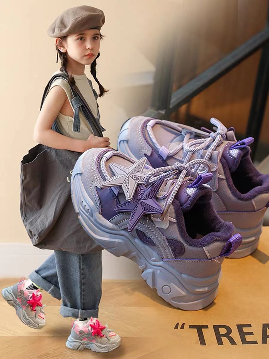 回力瑞女童运动鞋2023秋冬季新款加绒保暖运动鞋儿童休闲运动鞋
