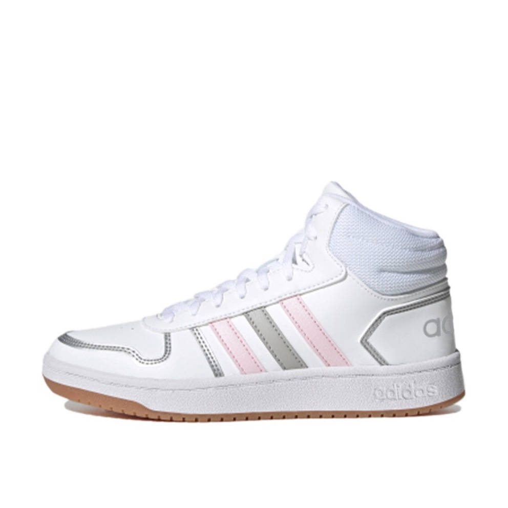 adidas/阿迪达斯 neo Hoops 2.0Mid女款复古中帮板鞋白粉灰FY6020