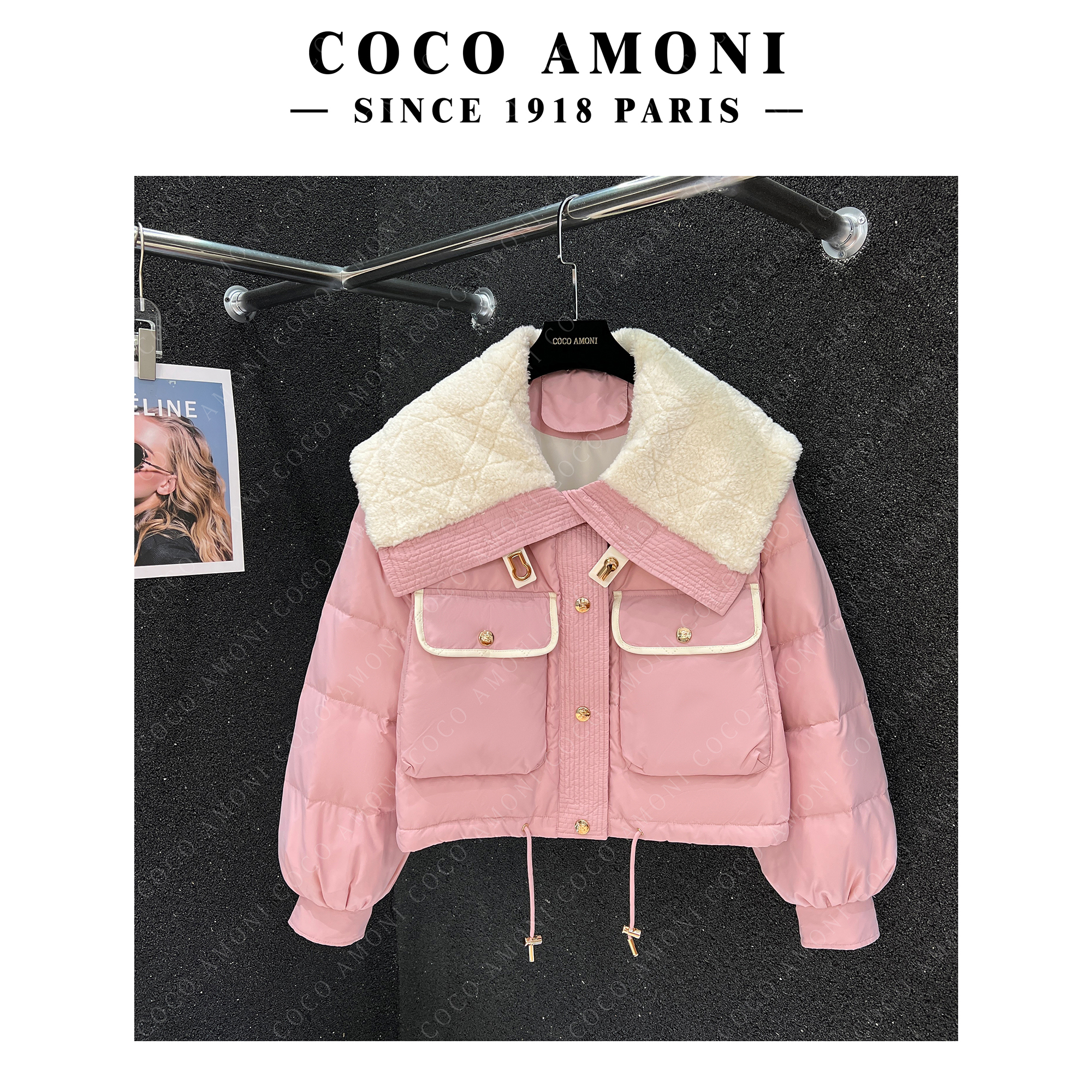 [XG]洋气领口拼接大翻领抽绳宽松显瘦休闲百搭羽绒服女JHYRSJ2303