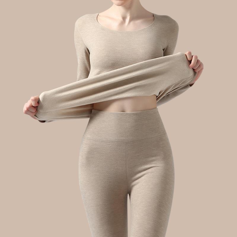 高档保暖内衣女秋衣秋裤套装冬季德绒蚕丝内穿发热加厚加绒保暖衣