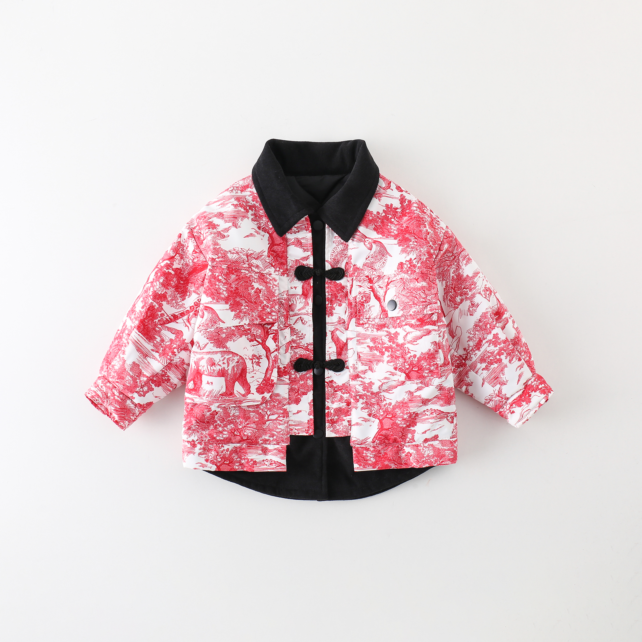【岁岁年年】儿童加绒棉服冬款新款男童棉服假两件保暖棉袄AW231