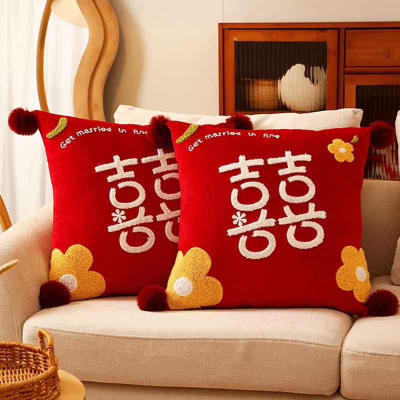 喜字结婚抱枕一对婚庆婚房布置新婚压床红色双喜靠枕婚庆用品大全