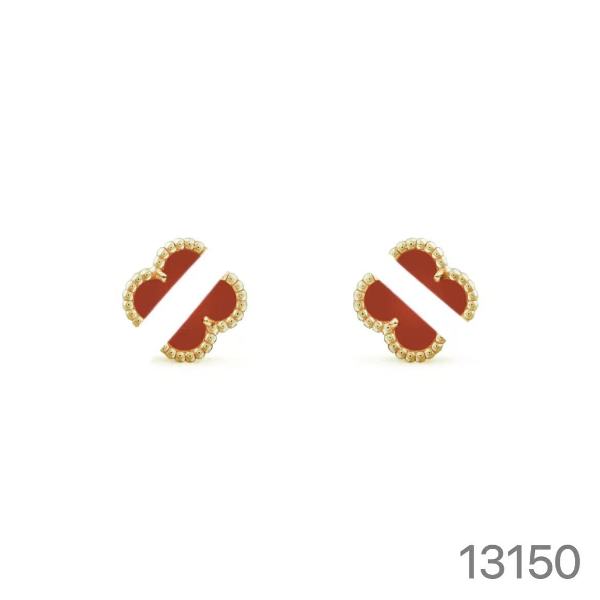 合金耳饰 时尚叶单花红/白/黑色mini耳钉金黄色13150/13151/13152