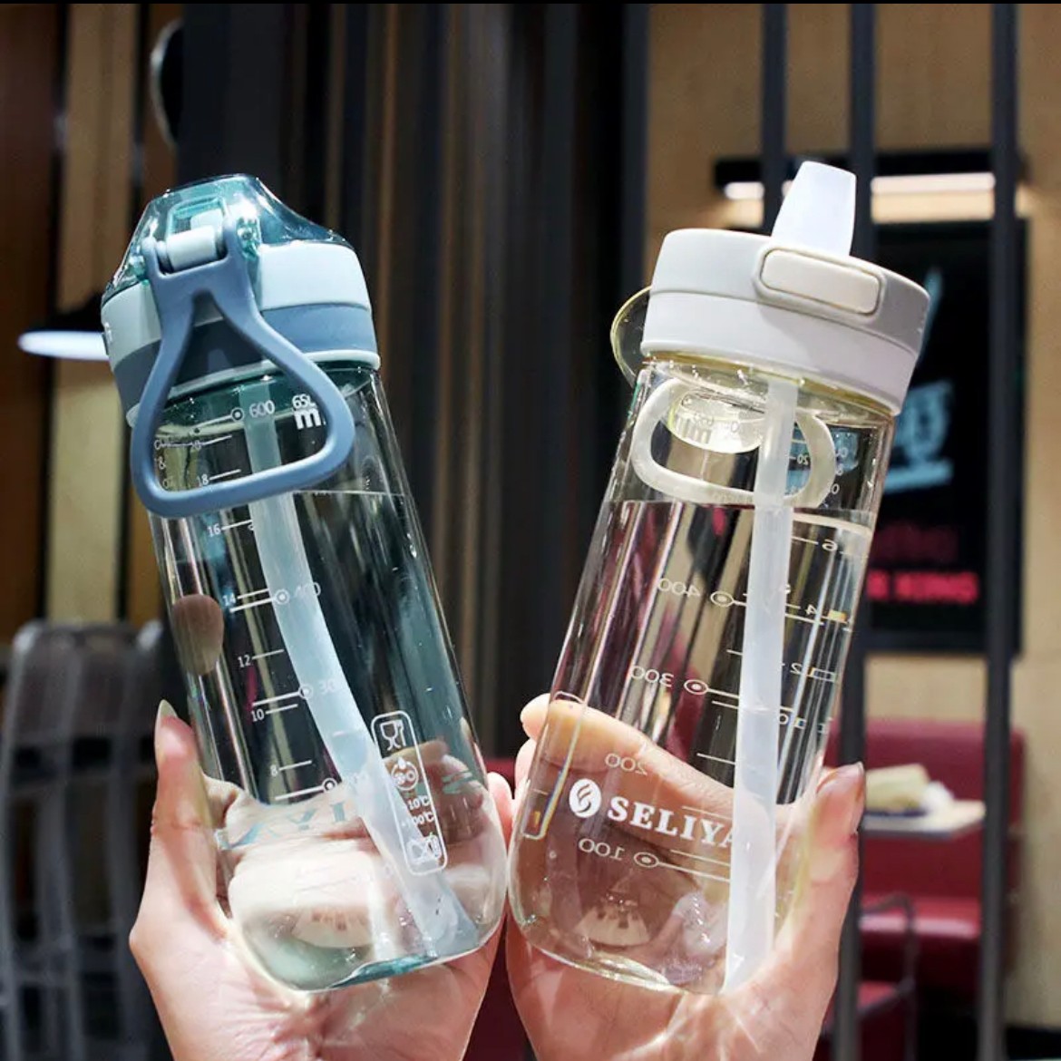 水杯高颜值吸管杯防漏防摔夏季夏天学生运动健身便携网红塑料水杯