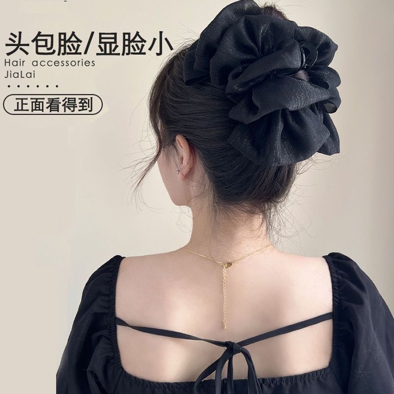 双面网纱云朵泡泡抓夹女在逃公主头蝴蝶结发夹后脑勺鲨鱼夹子头饰