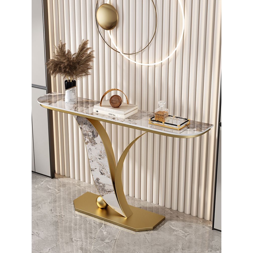 轻奢入门玄关桌玄关架子落地式玄关置物架半圆玄关柜门厅玄关柜