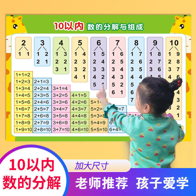 成语接龙卡片字牌早教识字儿童声母表十10以内加减法与表挂图可