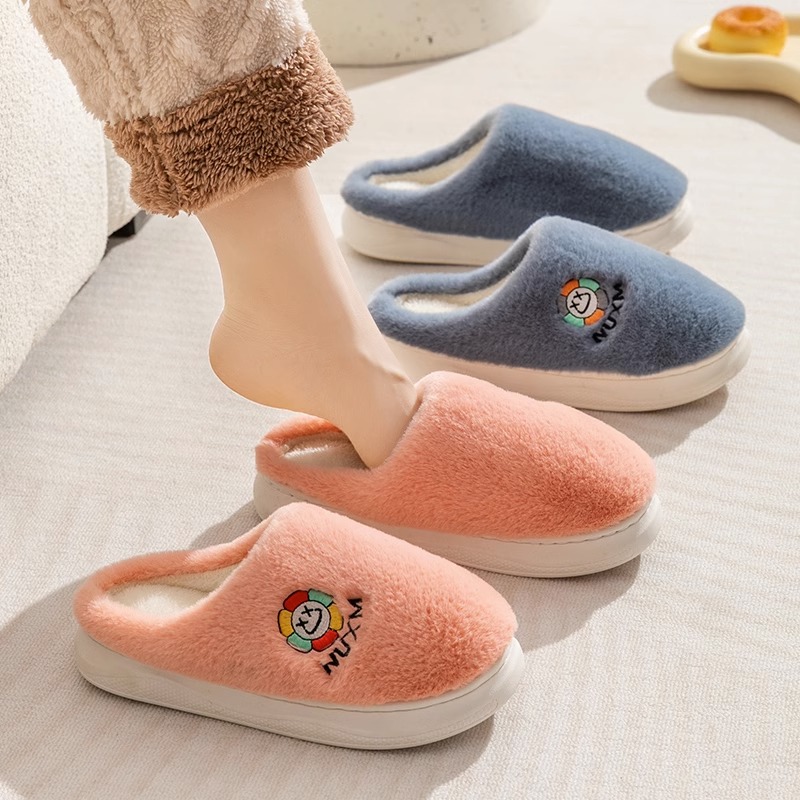 居家加绒毛毛鞋冬天室内防滑保暖厚底男女情侣新款卡通棉拖鞋668