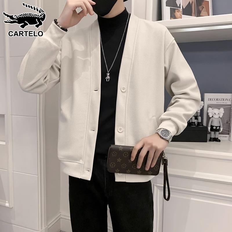 【下】开衫毛衣男士秋冬季2023新款简约纯色轻熟风v领针织衫外套男