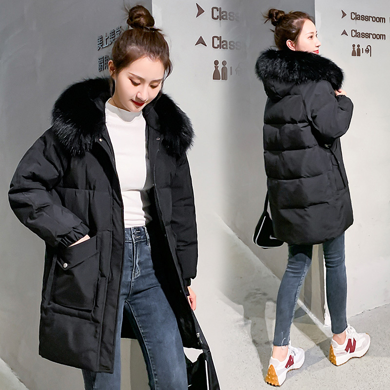 棉服女2023年冬新款韩版大毛领棉衣中长款学生棉袄冬装外套防寒服