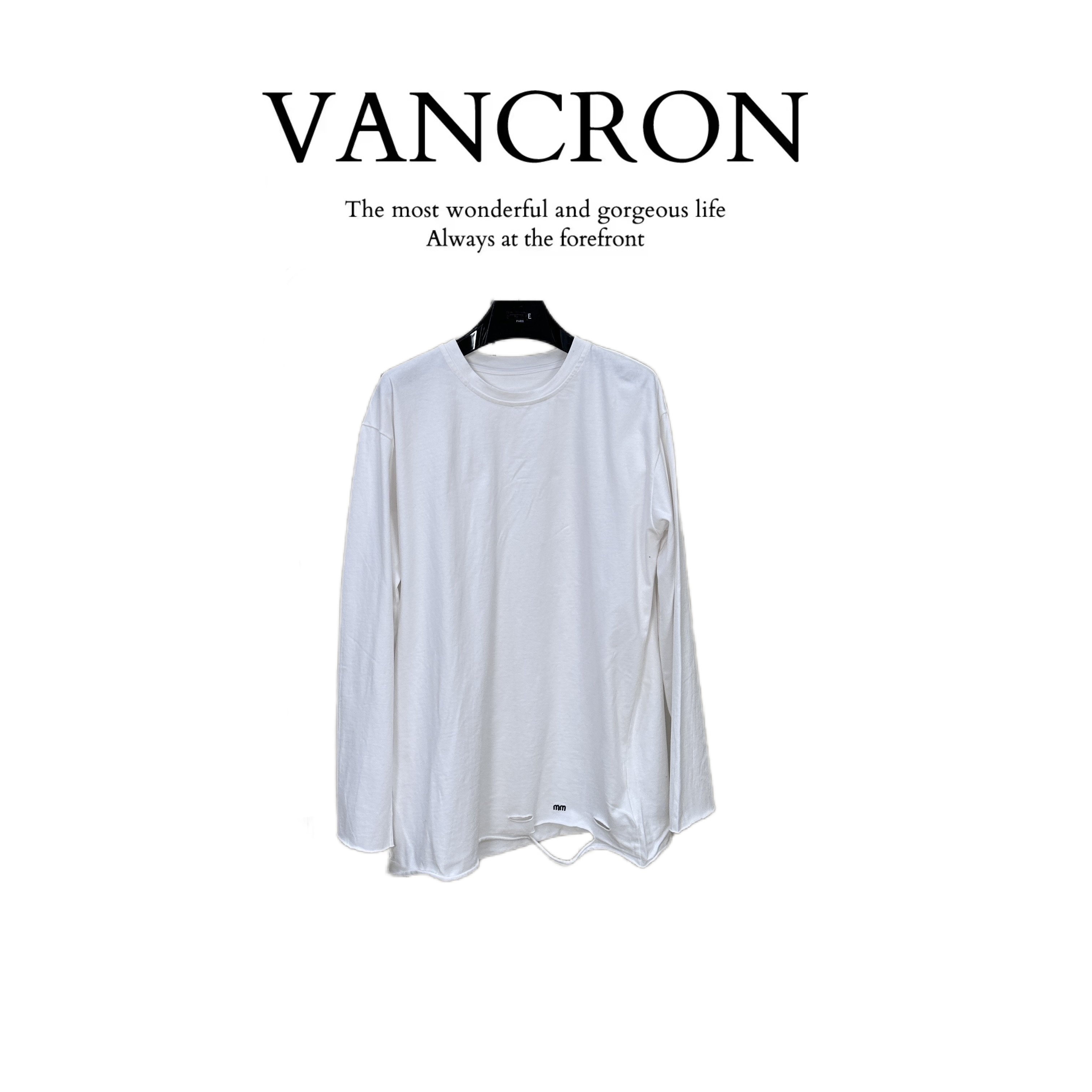 Van Cron/梵克龙冬季不规则套头宽松长袖加厚百搭印花设计师秋冬