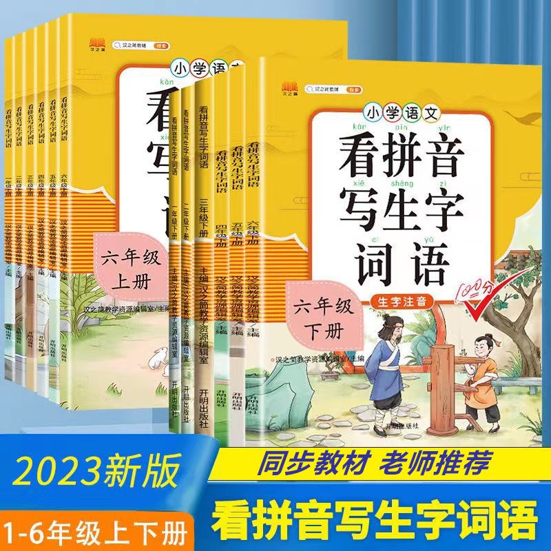 看拼音写词语生字一二三四五六年级上下册语文同步练习册专项训练