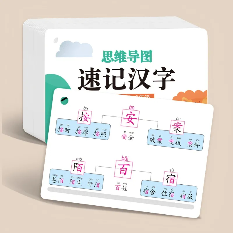 二年级小学语文汉字速记手卡汉字组合卡片思维导图快速记汉字卡片
