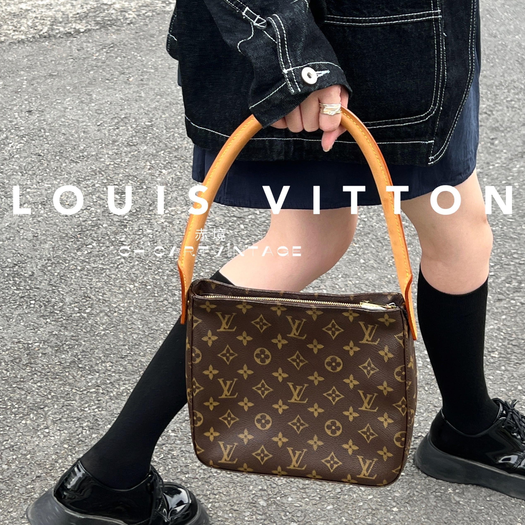 95新 LouisVuitton/路易威登 7875 老花looping手提单肩包中号