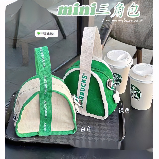 星巴克手提包小容量手腕零钱包手腕式帆布包宝妈外出小拎包钥匙包