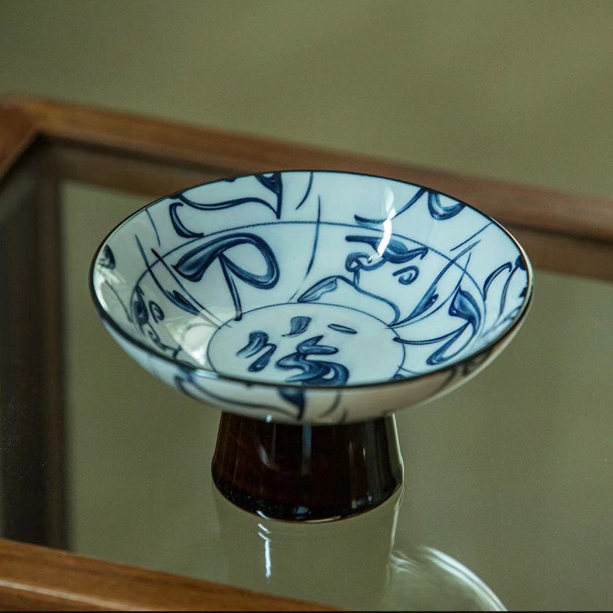 【北北书法】 青花贴绘果盘大号中式陶瓷杯垫壶承茶道（Q0019）