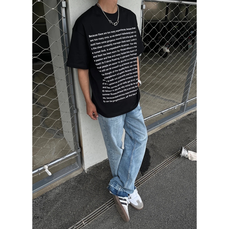 潮流高品质夏季短袖男式新款高街百搭打底衫男女同款干净帅气T恤
