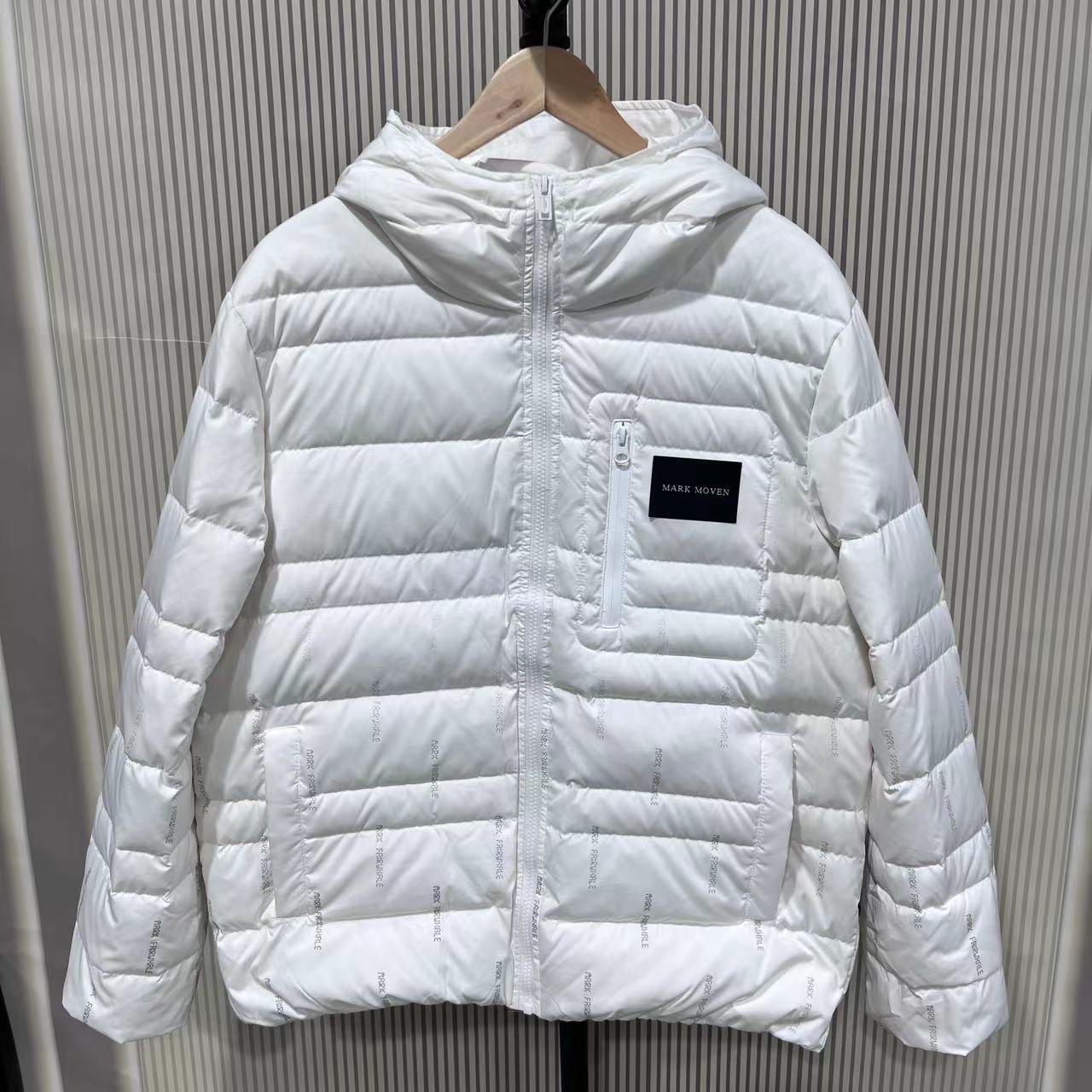 （11-15）潮牌情侣款白色连帽羽绒服  19019 （微瑕疵 介意勿拍）