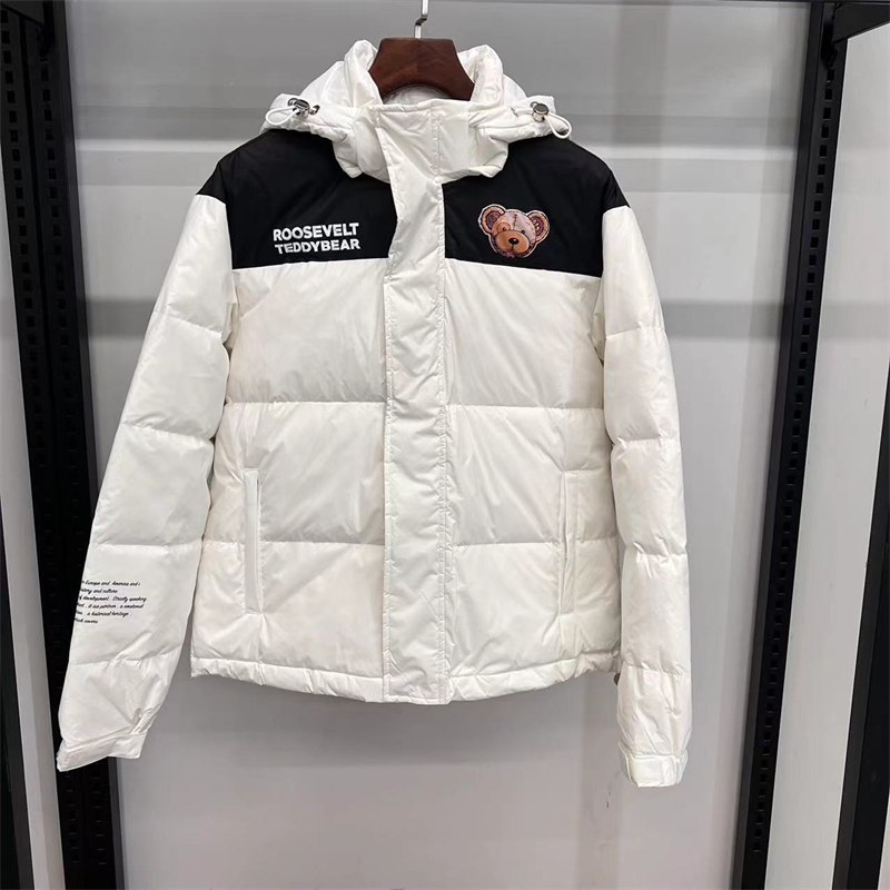 TDX 线下1589 潮牌情侣款白色后背字母印花拉链羽绒服 11501