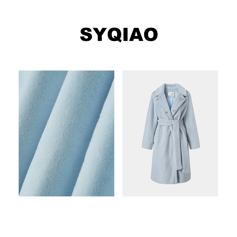 【雅乔定制】小奶蓝 法兰绒蓝色毛绒外套DYYK-23091430